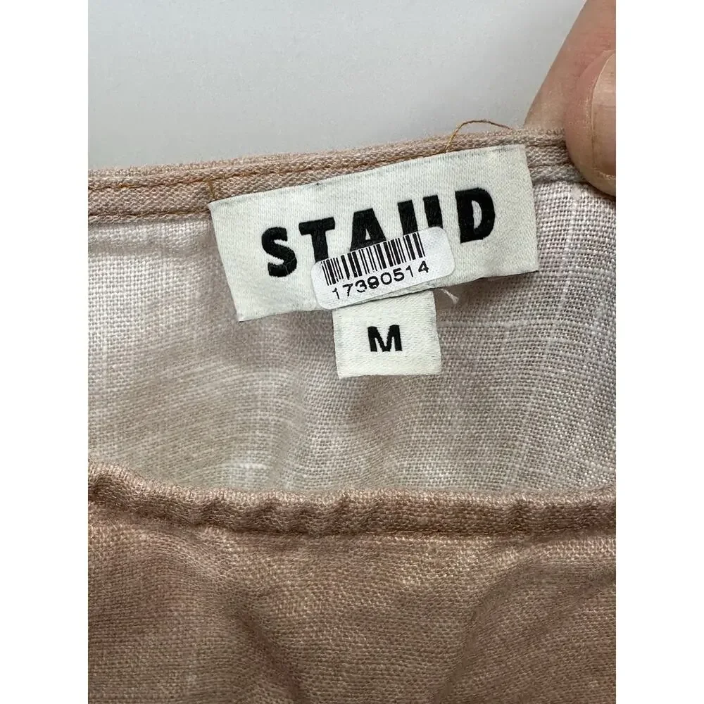 Staud Multicolored Laura Linen Dress Size M with Hole and Fabric Pull - Picture 6 of 12